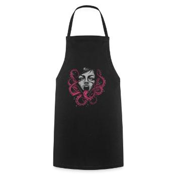 Weirdcore Aesthetic Octopus Woman Face Horror - Cooking Apron - black - Front - AI Model Male 185 dark (185cm)
