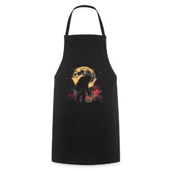 Bigfoot Sasquatch Yeti Howling Moon - Cooking Apron - black - Front - AI Model Male 185 dark (185cm)
