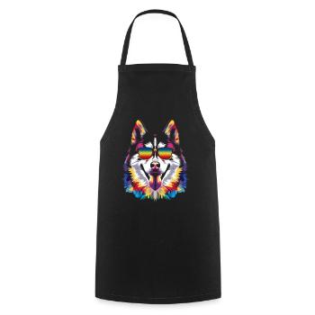 Siberian Husky Hund Sonnenbrille Popart - Kochschürze - Schwarz - Vorne - AI Model Male 185 dark (185cm)