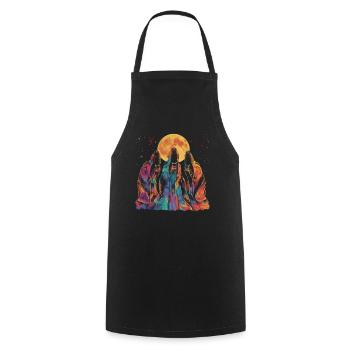 Bloodhound Dog Howling Moon - Cooking Apron - black - Front - AI Model Male 185 dark (185cm)