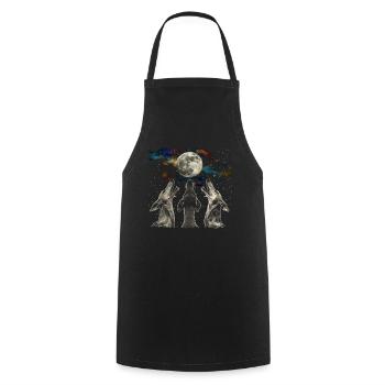Greyhound Dog Howling Moon - Cooking Apron - black - Front - AI Model Male 185 dark (185cm)