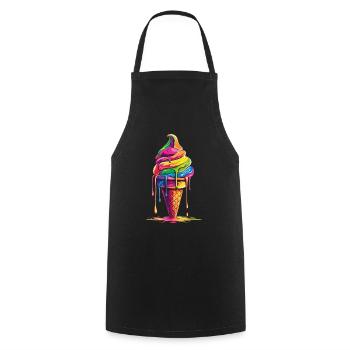 Cornet de crème glacée Popart - Tablier de cuisine - noir - Devant - AI Model Male 185 dark (185cm)