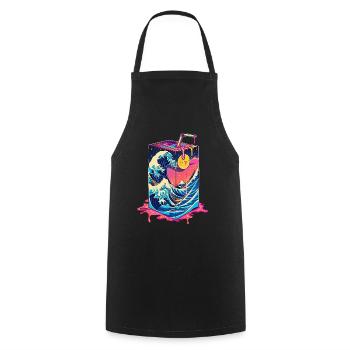 Japanese Milk Carton Kawaii Large Wave of Kana - Cooking Apron - black - Front - AI Model Male 185 dark (185cm)