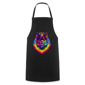 Keeshond Dog Crown Popart - Cooking Apron - black - Front - AI Model Male 185 dark (185cm)