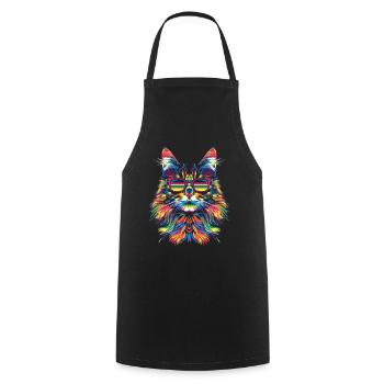 Maine Coon Cat Sunglasses Pop Art - Cooking Apron - black - Front - AI Model Male 185 dark (185cm)