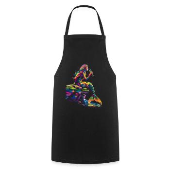 Sirène buvant du vin Popart - Tablier de cuisine - noir - Devant - AI Model Male 185 dark (185cm)