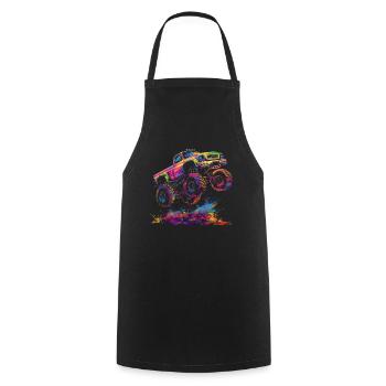 Monster Truck Off-Road Vehicle Popart - Cooking Apron - black - Front - AI Model Male 185 dark (185cm)