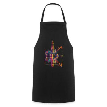Plate-forme pétrolière Champ pétrolier Popart - Tablier de cuisine - noir - Devant - AI Model Male 185 dark (185cm)