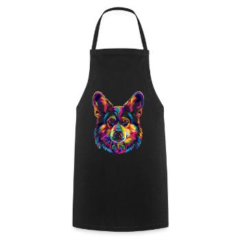Welsh Corgi Hund Popart - Kochschürze - Schwarz - Vorne - AI Model Male 185 dark (185cm)