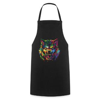 Loup-garou Loup Popart - Tablier de cuisine - noir - Devant - AI Model Male 185 dark (185cm)