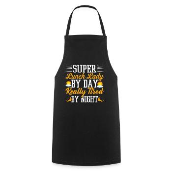 Cafétéria Employé École Super Déjeuner Dame Fatiguée - Tablier de cuisine - noir - Devant - AI Model Male 185 dark (185cm)