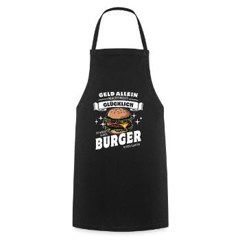 Geld allein macht nicht glücklich aber Burger - Kochschürze - Schwarz - Vorne - AI Model Male 185 dark (185cm)