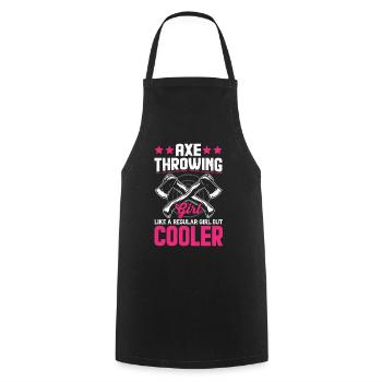 Fille de lancer de hache Fille normale mais cool - Tablier de cuisine - noir - Devant - AI Model Male 185 dark (185cm)