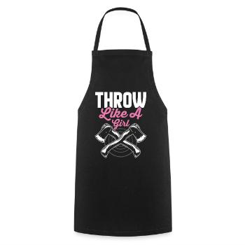 Axe Throwing Girl Hatchet Thrower Throwing Like an M - Cooking Apron - black - Front - AI Model Male 185 dark (185cm)