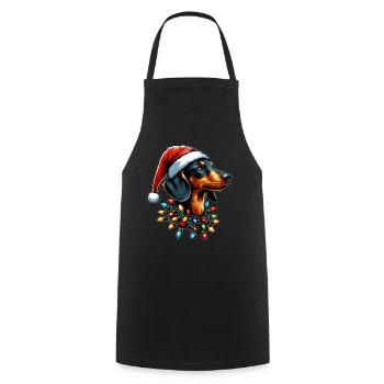 Chapeau de Noël teckel Noël - Tablier de cuisine - noir - Devant - AI Model Male 185 dark (185cm)