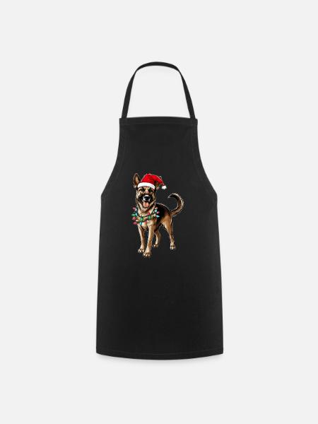 Deutscher Schäferhund Weihnachtsmütze Xmas - Kochschürze - Schwarz