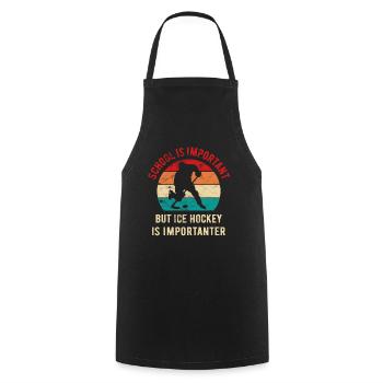 School is important but hockey is importanter - Cooking Apron - black - Front - AI Model Male 185 dark (185cm)