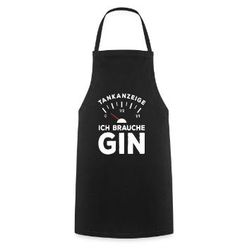 Tank leer - Ich brauche Gin - Sauf Spruch - Kochschürze - Schwarz - Vorne - AI Model Male 185 dark (185cm)