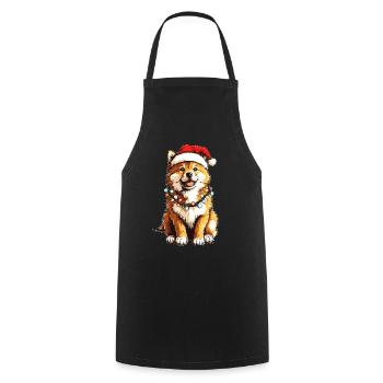 Mignon Akita chien Père Noël chapeau - Tablier de cuisine - noir - Devant - AI Model Male 185 dark (185cm)
