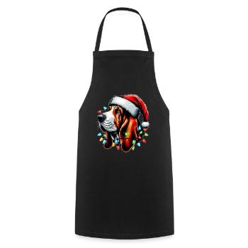 Basset Hound Chien Père Noël Noël - Tablier de cuisine - noir - Devant - AI Model Male 185 dark (185cm)