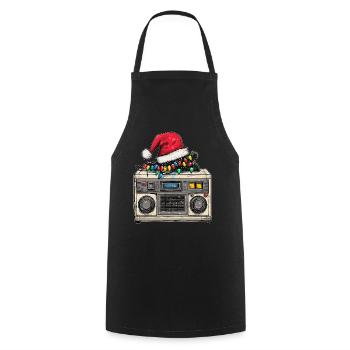 Boîte à Musique Père Noël Chapeau Noël - Tablier de cuisine - noir - Devant - AI Model Male 185 dark (185cm)