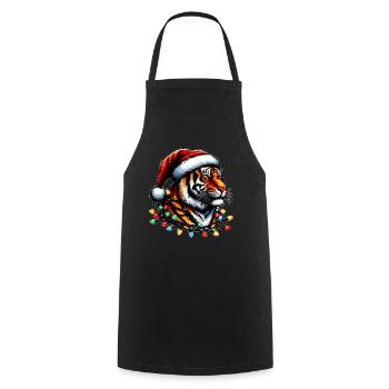 Bengalischer Tiger Löwe Weihnachtsmütze Xmas - Kochschürze - Schwarz - Vorne - AI Model Male 185 dark (185cm)