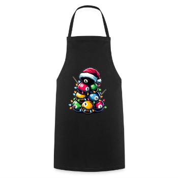 Billiard Ball Heap Pool Cue Christmas Hat Xma - Cooking Apron - black - Front - AI Model Male 185 dark (185cm)
