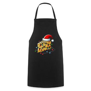 Cheese Gouda Feta Cheddar Santa Hat Xmas - Cooking Apron - black - Front - AI Model Male 185 dark (185cm)