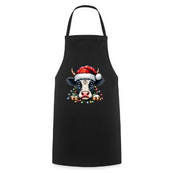 Niedliche Kuh Bauernhof Landwirt Weihnachten Hut X - Kochschürze - Schwarz - Vorne - AI Model Male 185 dark (185cm)