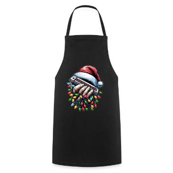 Mundharmonika Mundharmonikaspieler Weihnachtsmütze - Kochschürze - Schwarz - Vorne - AI Model Male 185 dark (185cm)