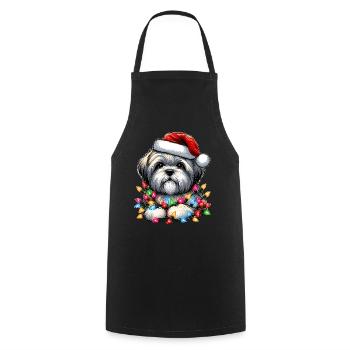 Lhasa Apso Hund Weihnachtsmütze Xmas - Kochschürze - Schwarz - Vorne - AI Model Male 185 dark (185cm)