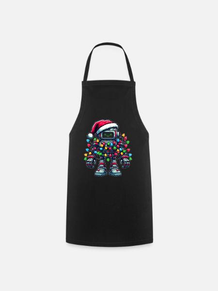 Roboter Robotertechnik Weihnachtsmütze Xmas - Kochschürze - Schwarz