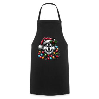 Siberian Husky Dog Christmas Hat Xmas - Cooking Apron - black - Front - AI Model Male 185 dark (185cm)