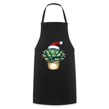 succulent chapeau de Noël - Tablier de cuisine - noir - Devant - AI Model Male 185 dark (185cm)