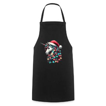 Einhorn Tier Weihnachtsmütze Xmas - Kochschürze - Schwarz - Vorne - AI Model Male 185 dark (185cm)