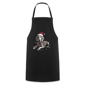 Braque de Weimar chien Père Noël - Tablier de cuisine - noir - Devant - AI Model Male 185 dark (185cm)