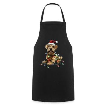Wheaten Terrier Chien Père Noël Chapeau Noël - Tablier de cuisine - noir - Devant - AI Model Male 185 dark (185cm)