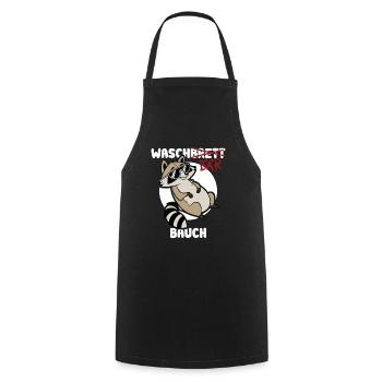 Waschbär Bauch - Waschbrett Bauch Geschenk - Kochschürze - Schwarz - Vorne - AI Model Male 185 dark (185cm)
