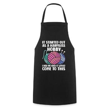 Crochet Knitting Yarn Lover Harmless Hobby Come - Cooking Apron - black - Front - AI Model Male 185 dark (185cm)