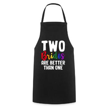 Bridal Shower Lesbian Two Brides Are Better Than One - Cooking Apron - black - Front - AI Model Male 185 dark (185cm)