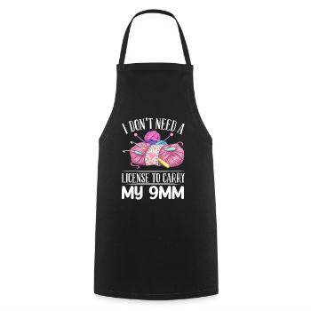 Crochet Knitting Crochet Hook License to Take Away 9m - Cooking Apron - black - Front - AI Model Male 185 dark (185cm)