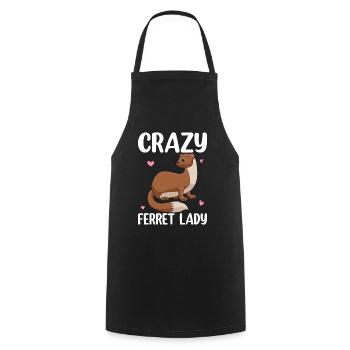 Crazy Ferret Lady Pet Owner - Cooking Apron - black - Front - AI Model Male 185 dark (185cm)