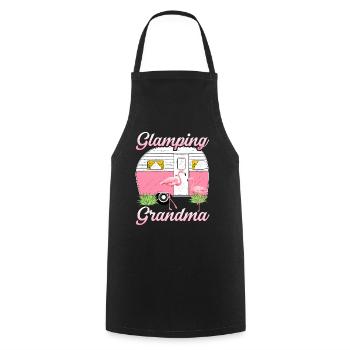 Glamping Oma Glamper Flamingo Wohnmobil Wohnwagen - Kochschürze - Schwarz - Vorne - AI Model Male 185 dark (185cm)