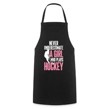 A girl playing hockey player girl - Cooking Apron - black - Front - AI Model Male 185 dark (185cm)