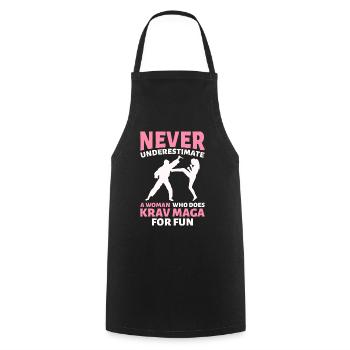 Woman doing Krav Maga for fun Krav Maga - Cooking Apron - black - Front - AI Model Male 185 dark (185cm)