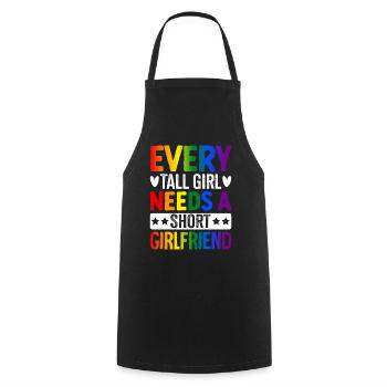 Lesbian LGBTQ Girl Any Tall Girl - Cooking Apron - black - Front - AI Model Male 185 dark (185cm)