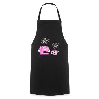 Nähmaschine Sew Lovers Coffee Lover She Loves Me - Kochschürze - Schwarz - Vorne - AI Model Male 185 dark (185cm)