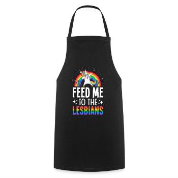 Nourris-moi aux lesbiennes Fierté lesbienne LGBTQ - Tablier de cuisine - noir - Devant - AI Model Male 185 dark (185cm)
