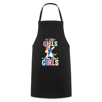 I like girls who like girls like lesbian pride - Cooking Apron - black - Front - AI Model Male 185 dark (185cm)
