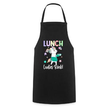 Lunch ladies rock! Lunch Lady Cafeteria Crew - Cooking Apron - black - Front - AI Model Male 185 dark (185cm)